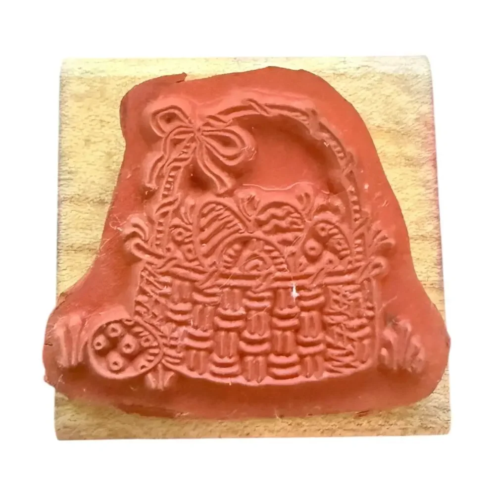 Stampin’ Up Border Easter Basket Vintage 2000 Rubber Stamp